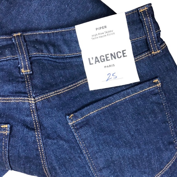 NWT L'AGENCE‎ Piper High Rise Skinny Jeans Button Ankle Dark Wash Denim Size 25 - Picture 13 of 16
